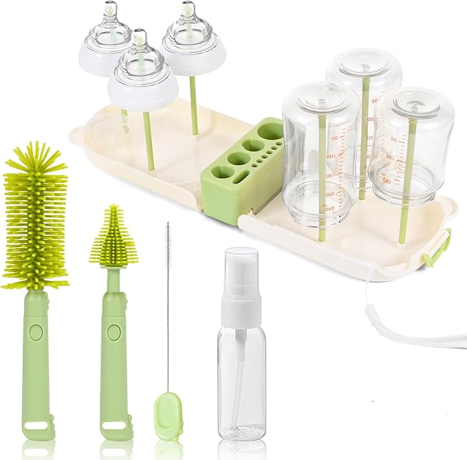 Portable Baby Bottle Brush Set, 7-in-1 Travel Baby Bottle Cleaning Kit by Lijroavy