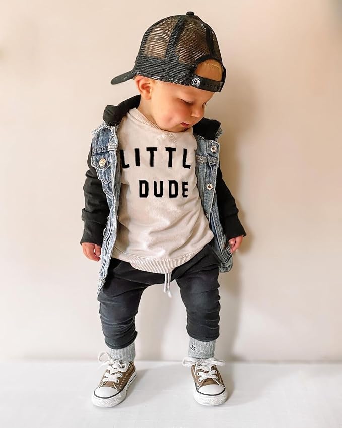 Toddler Baby Boy Clothes Solid Color Long Sleeve Crewneck Sweatshirt Top Casual - Image 2