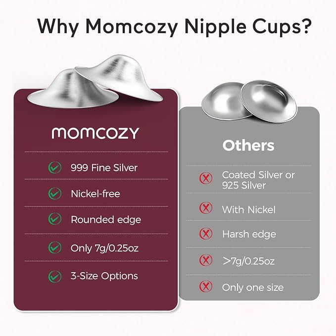 Momcozy 999 Silver Nursing Cups, Hole-Free Design, 999 Silver Nipple Shields - Image 3
