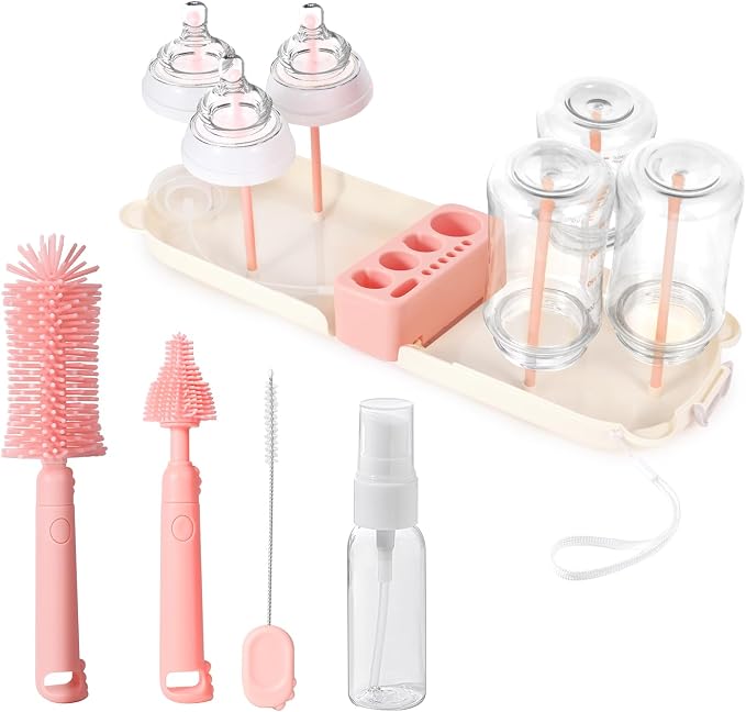 Portable Baby Bottle Brush Set, 7-in-1 Travel Baby Bottle Cleaning Kit by Lijroavy