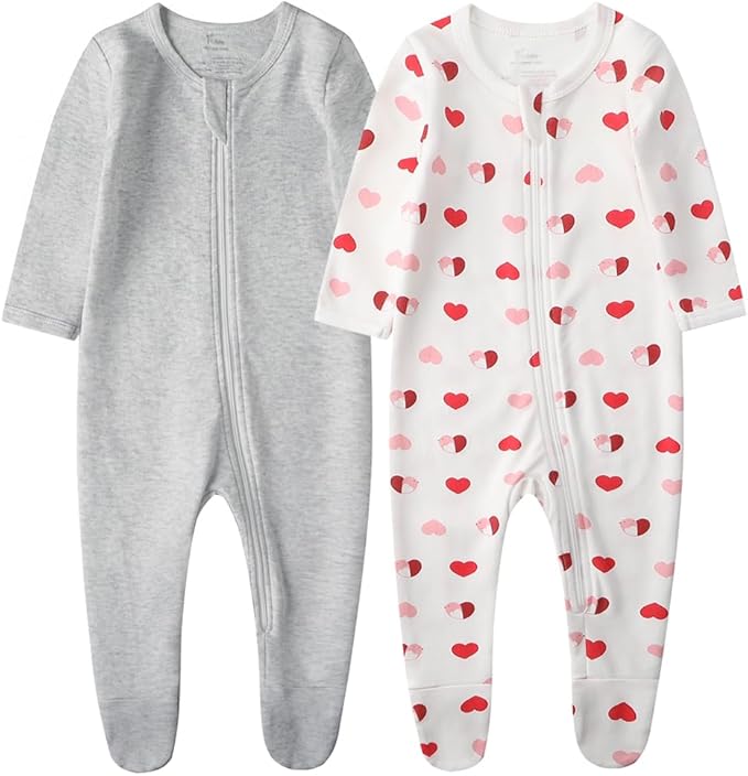O2 BABY Baby Boys Girls Organic Cotton Zip-Front Sleeper Pajamas, Footed Sleep by O2BABY