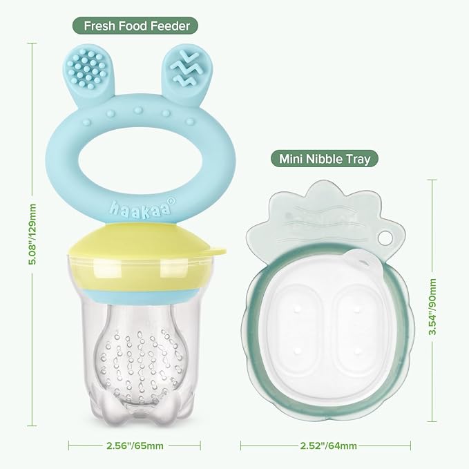 Haakaa Baby Fruit Food Feeder & Mini Freezer Nibble Tray Combo, Breastmilk - Image 7
