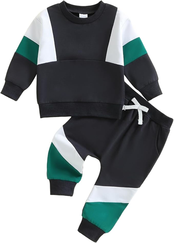 Kupretty Toddler Baby Boy Fall Winter Clothes Color Block Long Sleeve by Kupretty