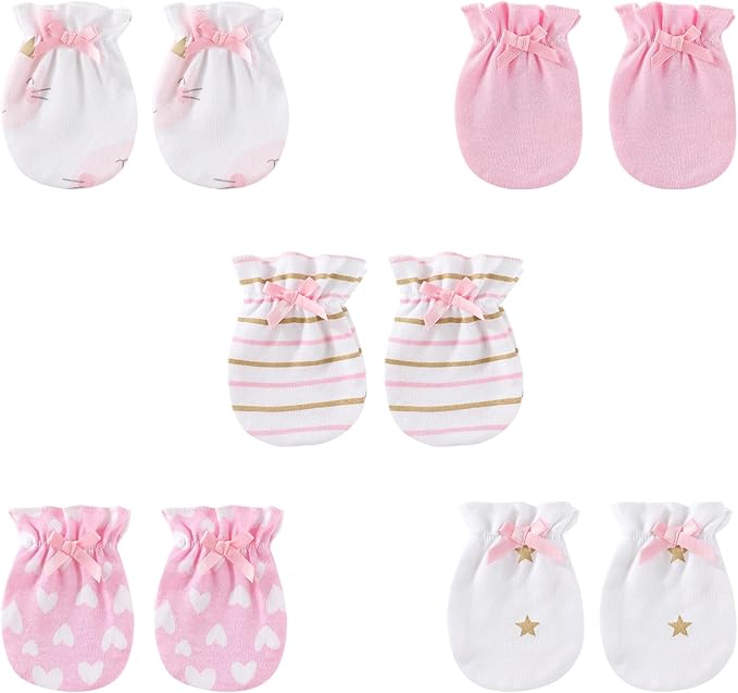 5 Pairs Baby Not Scratch Mittens 0-6 Months New Born Boy Girl Gloves Cute by falianni