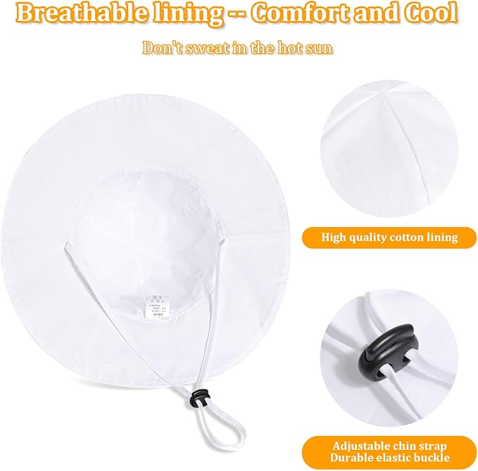 Baby Girl Sun Hat with UPF 50+ Outdoor Adjustable Beach Hat with Wide Brim - Image 3