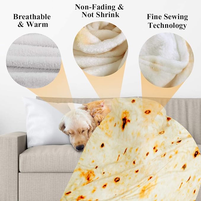 Kids Tortilla Blanket 1 2 3 4 5 Year Old Boy Birthday Gift, 49 Inch Burritos - Image 3
