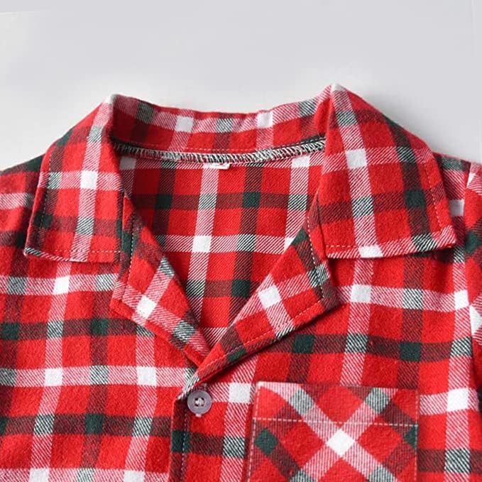Schbbbta Kids Pajamas Set, Plaid Button Down Pjs - Image 3