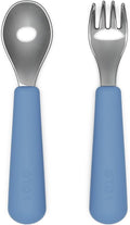 Lalo Utensils - Toddler Fork and Spoon Set - Stainless Steel and Silicone by Lalo