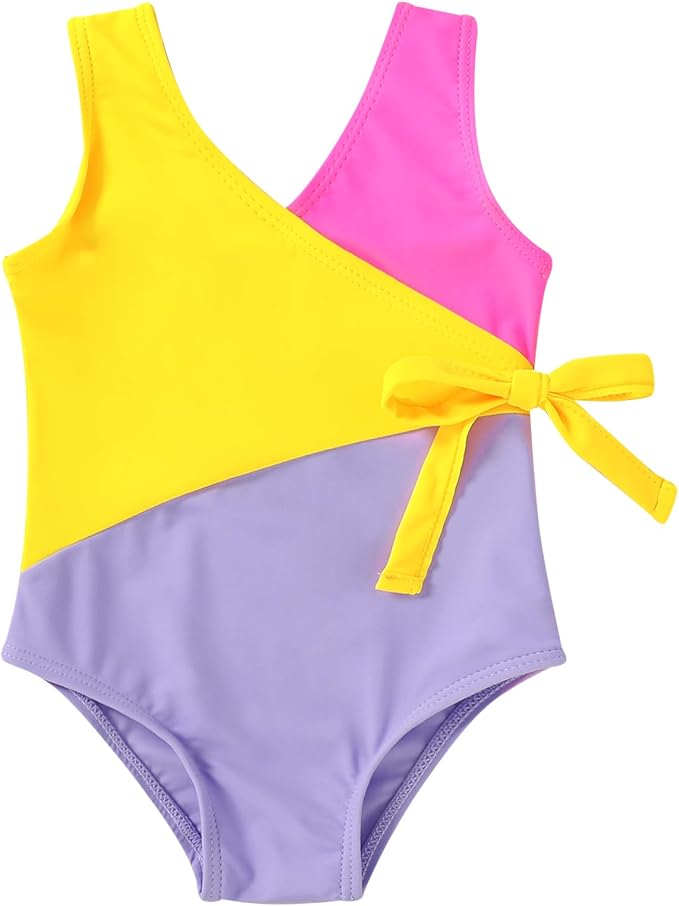 Happy Town Toddler Swimsuit Girl One Piece Bathing Suit Color Block Swimwear by HappyTown