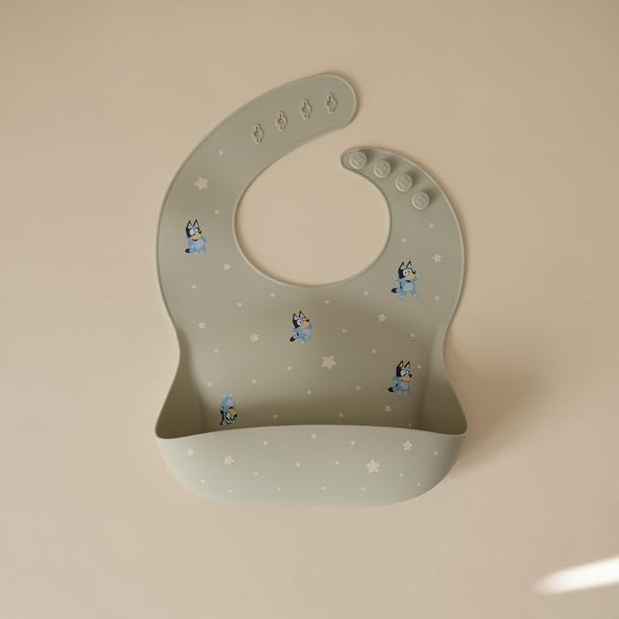 mushie x Bluey Silicone Baby Bib | Adjustable Fit Waterproof Bibs - Image 3