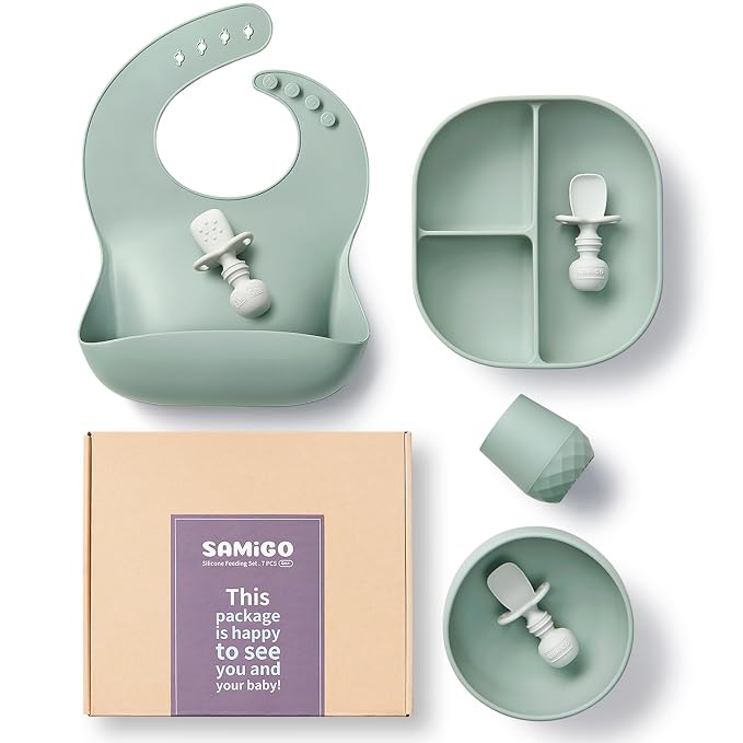 SAMiGO Silicone Baby Feeding Set, Baby Led Weaning Supplies, Suction Bowl Plate by SAMiGO