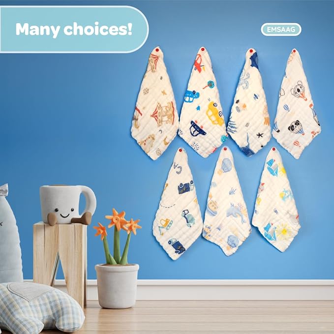 Car Pattern Baby Washcloths Pack of 7 - Image 5