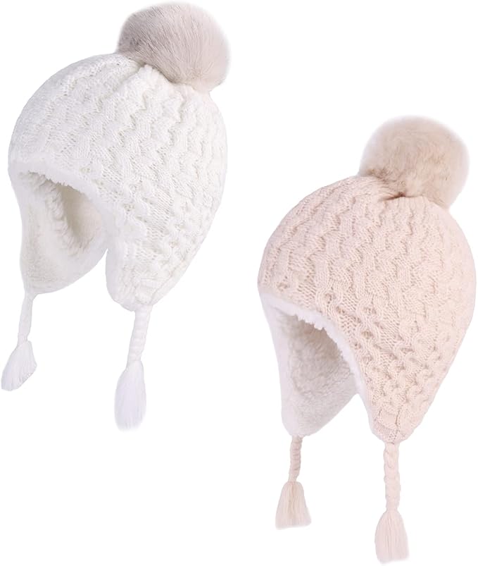 LANGZHEN Toddler Kids Infant Winter Hat, Earflap Knit Warm Cap Fleece Lined by LANGZHEN