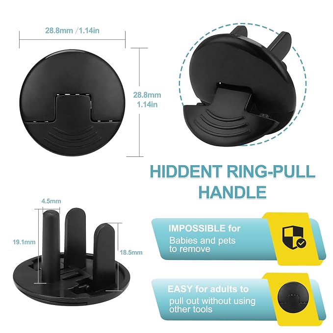 52 Pack Black Safety Outlet Covers Baby Proofing, Electrical Socket Outlet - Image 4