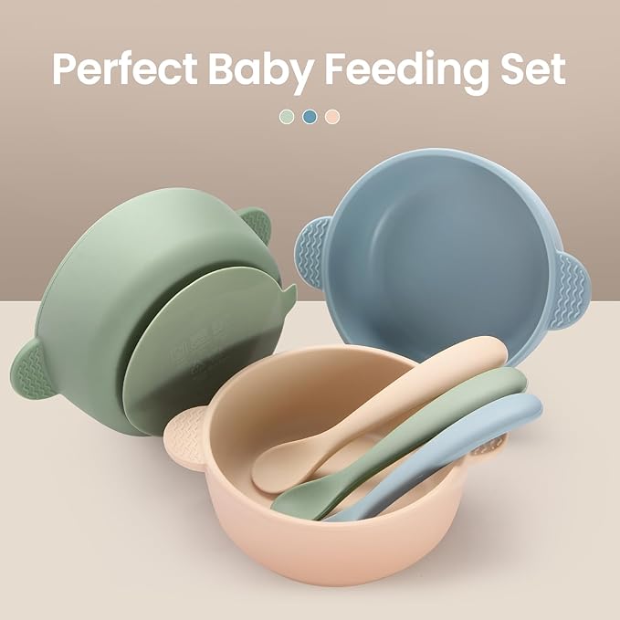 Baby Bowls with Suction and Baby Spoons Set of 3, Silicone Stay Put Bowls and - Image 4