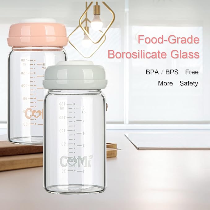 COMI Wide Neck Glass Breastmilk Collection n Storage Bottle, 6oz - Image 7