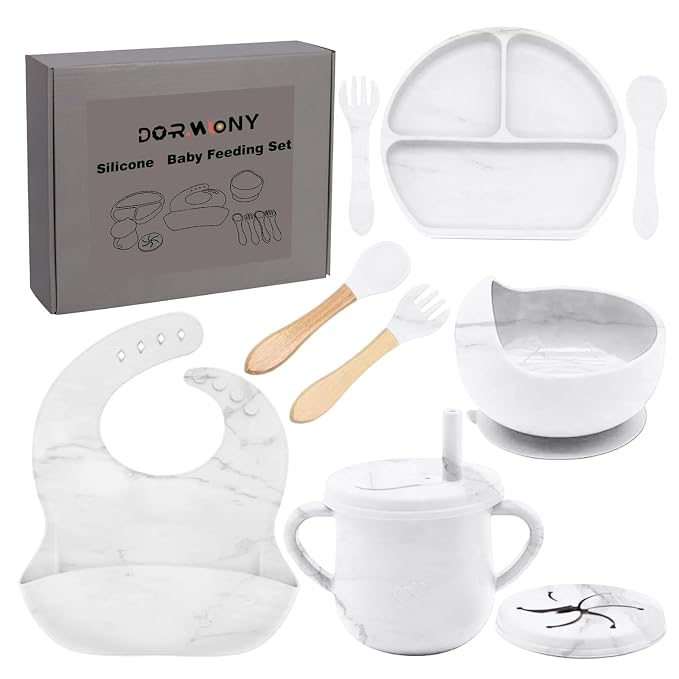 9pc BPA Free Silicone Baby Feeding Set by Dormlony