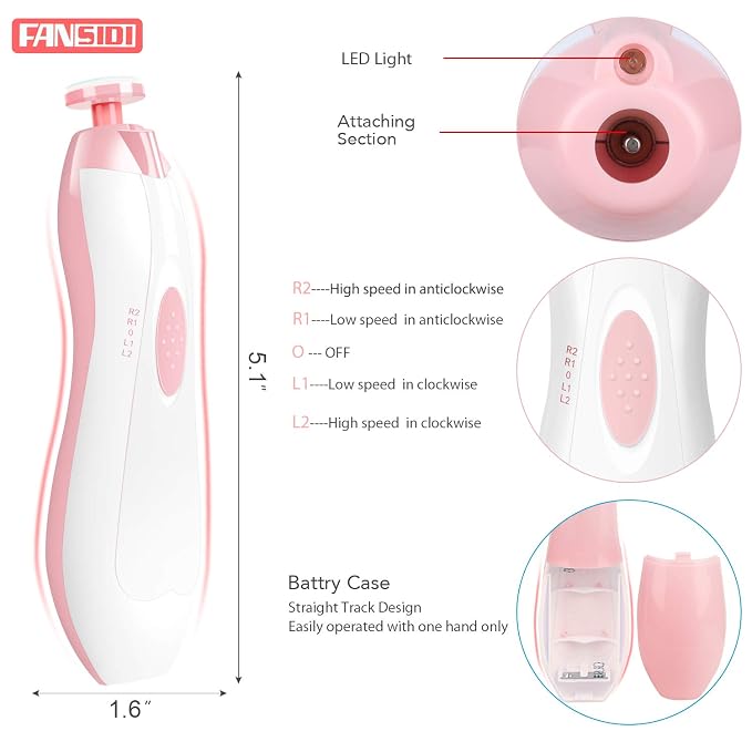 Baby Nail Trimmer Electric, FANSIDI Baby Nail File Infant Nail Clippers - Image 2