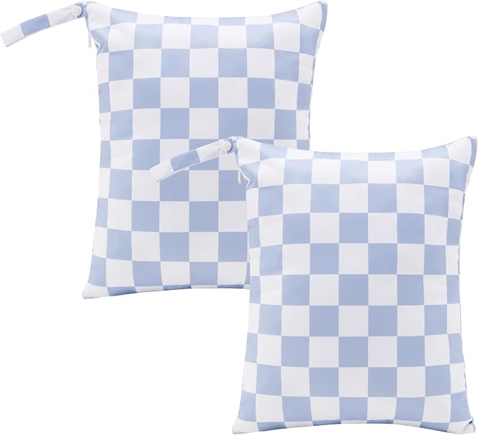 Blue Checkered Waterproof Wet Dy Diaper Bag by Ohocut
