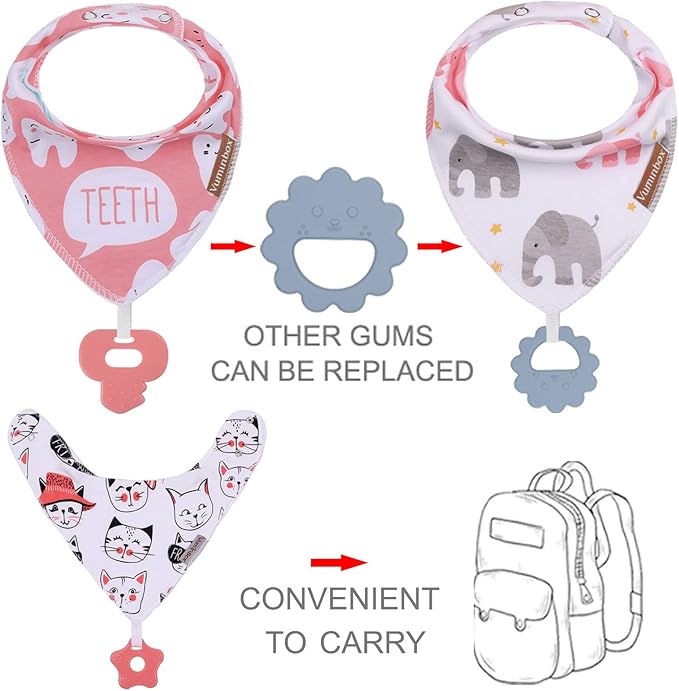 Baby Bandana Drool Bibs 6-Pack and Teething Toys 6-Pack Made - Image 3