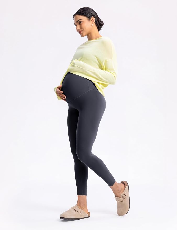 POSHDIVAH Women's Creamluxe Maternity Leggings 25"/28" Over The Belly Pregnancy - Image 7