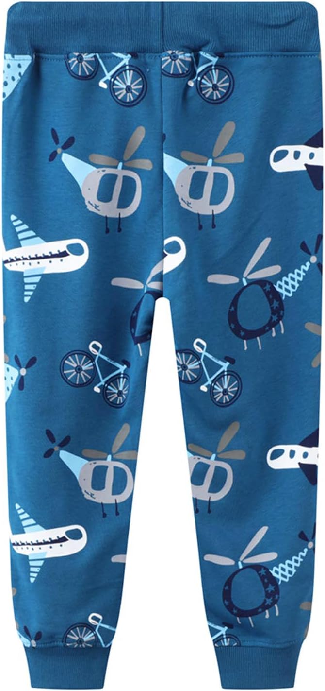 LOKTARC 2 Pack Boys Drawstring Sweatpants Cute Pattern Cotton Sport Jogger Pants - Image 3