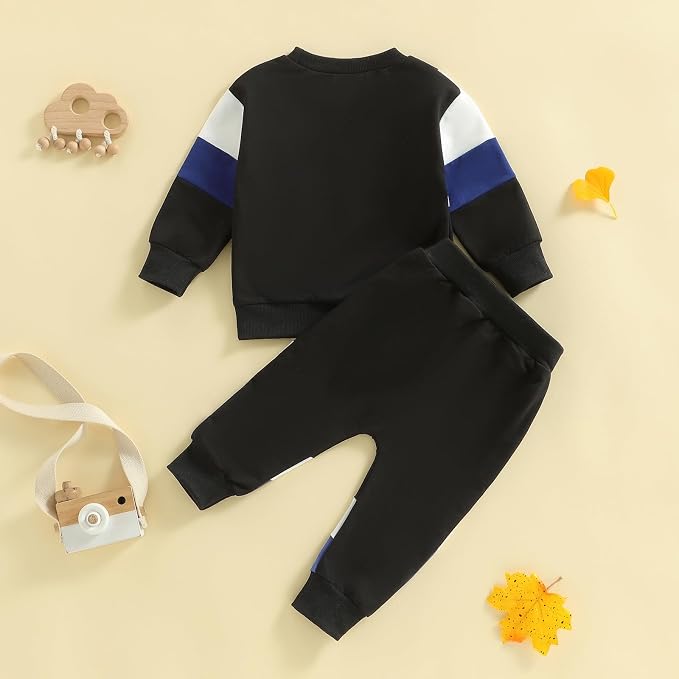 Kupretty Toddler Baby Boy Fall Winter Clothes Color Block Long Sleeve - Image 7