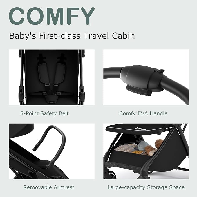 INFANS Lightweight Baby Stroller, Ultra-Compact Fold Airplane Ready Travel - Image 7