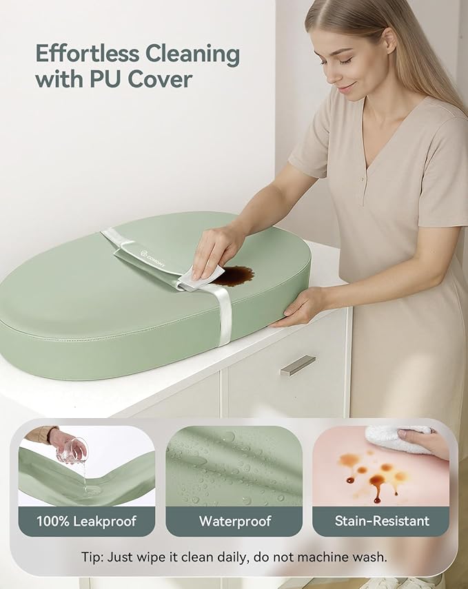 COMOMY Baby Changing Pad with Wipeable & Waterproof PU Cover, Contoured Diaper - Image 2