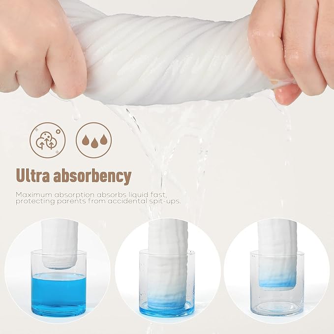 Yoofoss Muslin Burp Cloths for Baby 10 Pack 100% Organic Cotton Baby Washcloths - Image 3