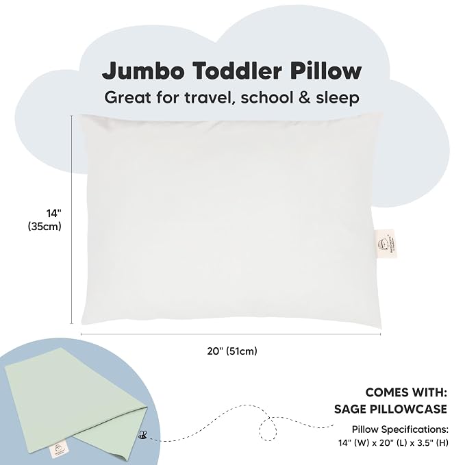 KeaBabies Toddler Pillow with Pillowcase, Jumbo 14X20 - Image 3