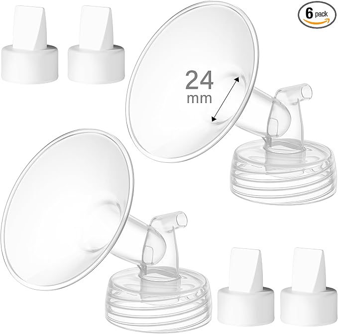 4PCS 24mm Breast Pump Flanges, Duckbill Valves Compatible by GOTOCUT