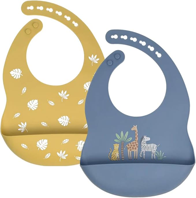 Baby Silicone Bibs 2 Sets Baby Bibs by LITTLERAWR