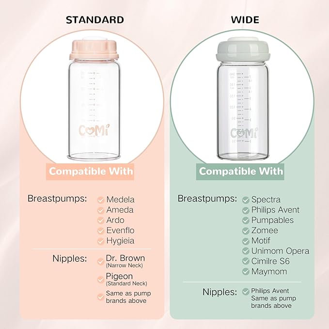 COMI Natural Glass Baby Bottle, Standard Neck Breastmilk Storage Bottle - Image 5