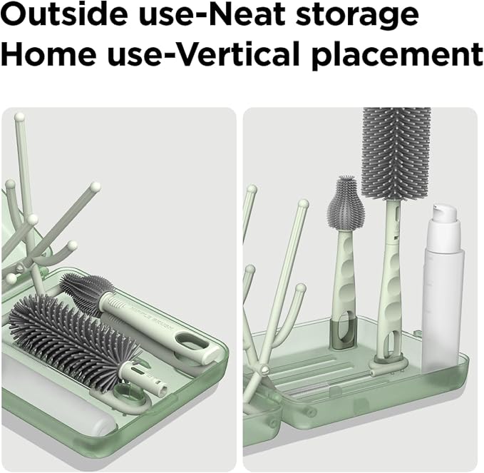 YOTIME Travel Bottle Brush Set, Auto-Open Rack & Vertical Brushs Drying Slots - Image 3