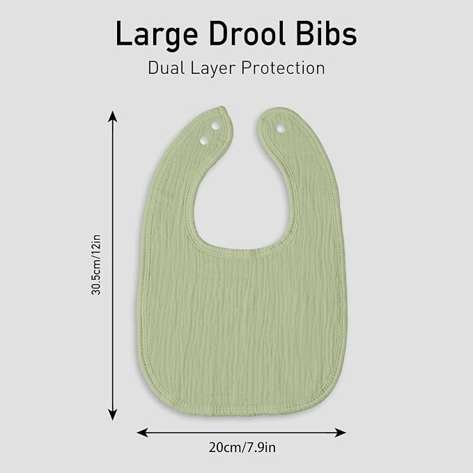Muslin Baby Drool Bibs for Unisex Boys Girls, 6 Pack Soft Cotton Baby Bib for - Image 7