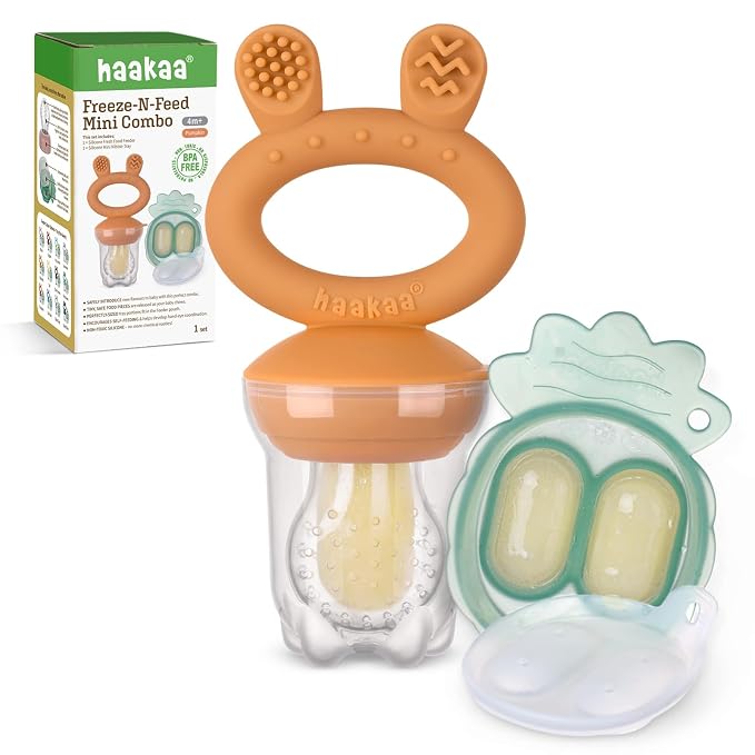 Haakaa Baby Fruit Food Feeder & Mini Freezer Nibble Tray Combo, Breastmilk by haakaa