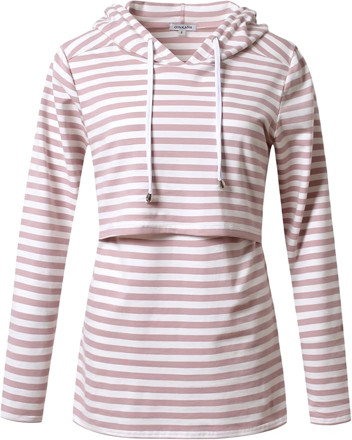 GINKANA Women's Nursing Hoodie Sweatshirt Long Sleeves Breastfeeding Maternity - Image 2