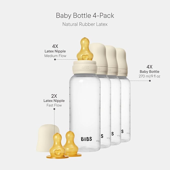 BIBS Baby Bottle 270 ml Latex Nipple 4 Pack - Image 2