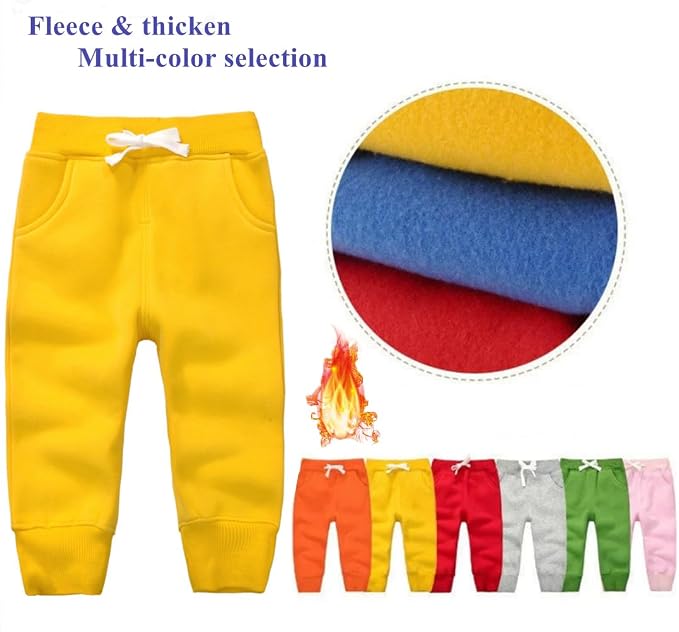 CuteOn Unisex Toddler Jogger Pants Kids Cotton Elastic Waist Winter Baby - Image 3