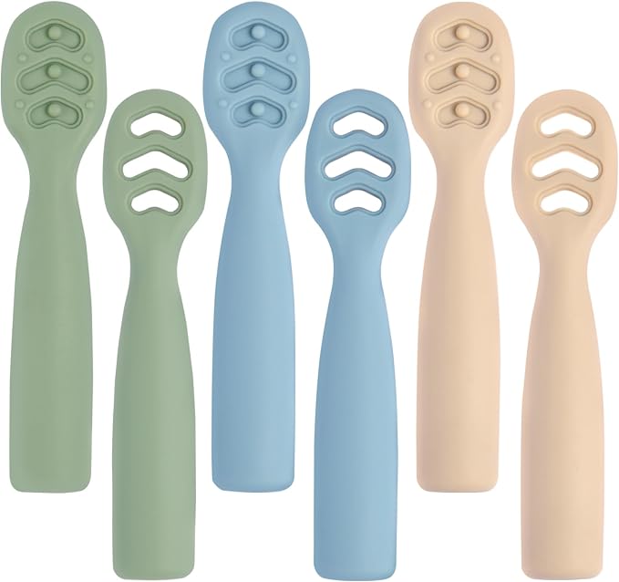 Baby Spoons Self Feeding 6+ Months Set, 6 Pack First Stage Baby Led Weaning by Eascrozn