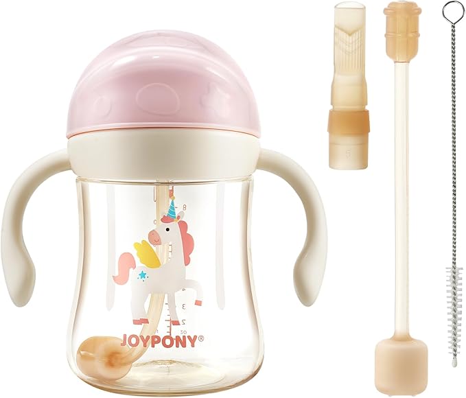 Sippy Cups for Toddlers 1-3, Spill Proof Weighted Straw Cup by KidsBrain-BoostingPlayspace