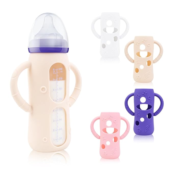 ZCH 4-Pack Silicone Sleeves for Lansinoh Glass Bottles, BPA-Free Drop-Resistant by Unknown