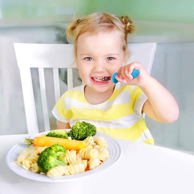 PandaEar 4 Set Baby Toddler Silicone Stainless Steel Utensils Silverware Spoon - Image 5