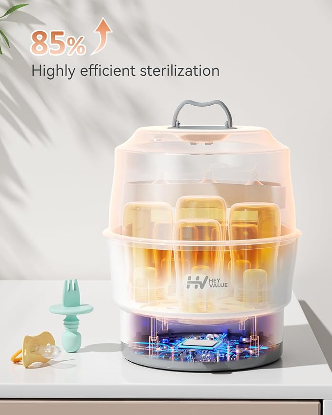HEYVALUE Bottle Sterilizer, Baby Bottle Sterilizer, Easy One Button Control - Image 2