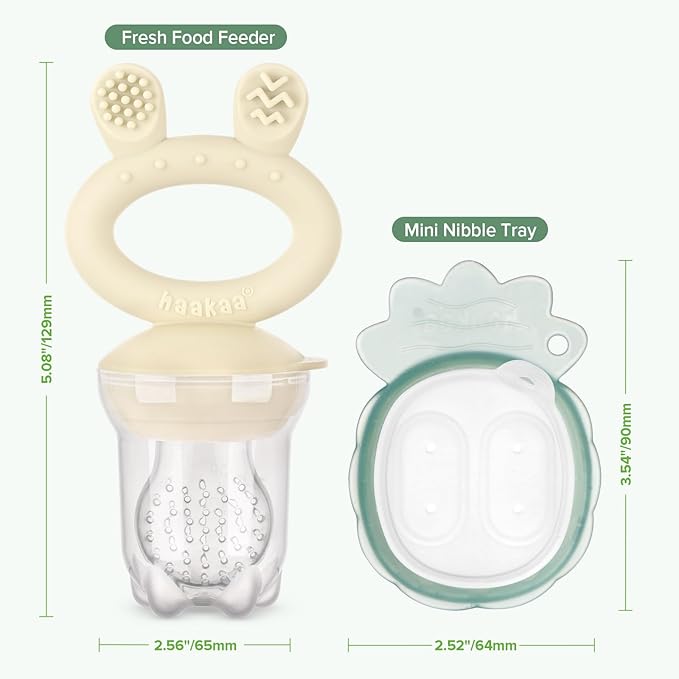 Haakaa Baby Fruit Food Feeder & Mini Freezer Nibble Tray Combo, Breastmilk - Image 7
