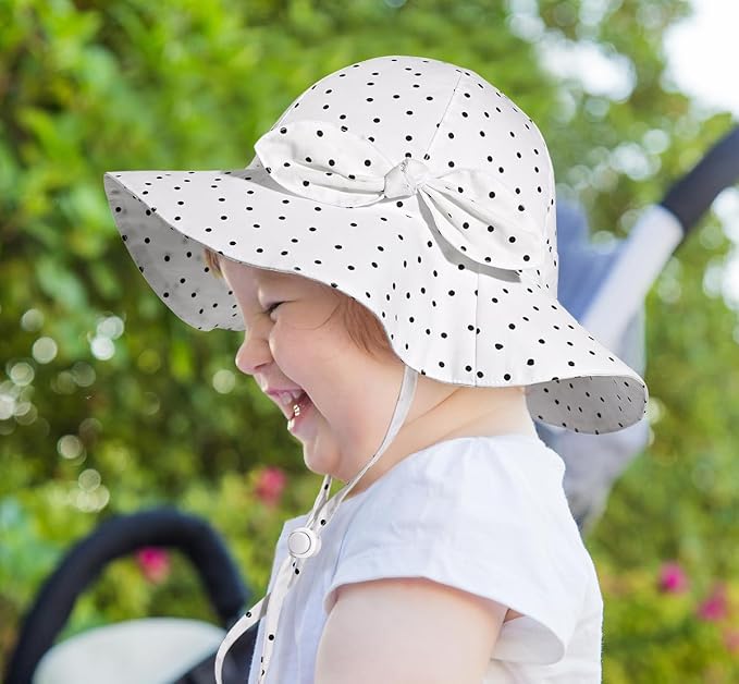 Baby Girl Sun Hat with UPF 50+ Outdoor Adjustable Beach Hat with Wide Brim - Image 2