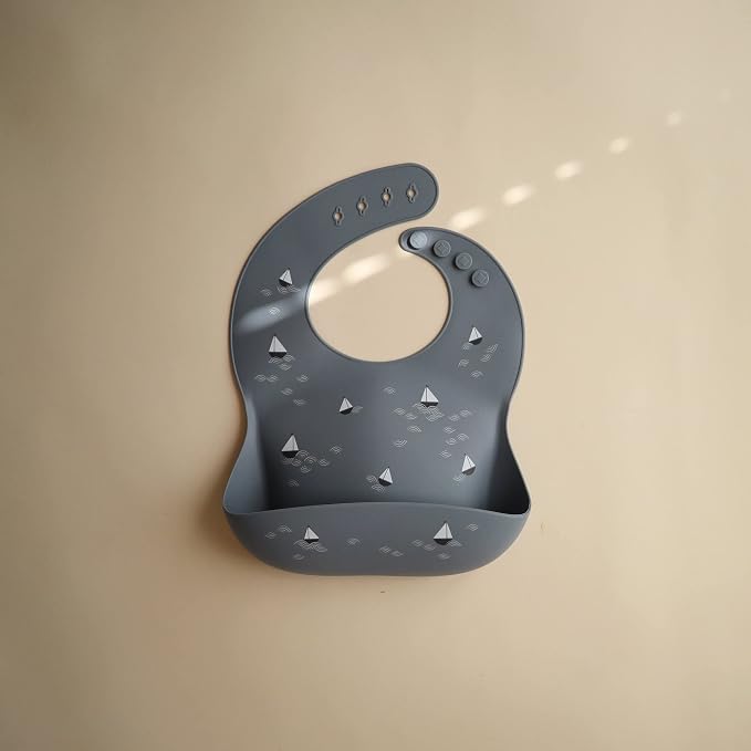 mushie Silicone Baby Bib | Adjustable Fit Waterproof Bibs - Image 7