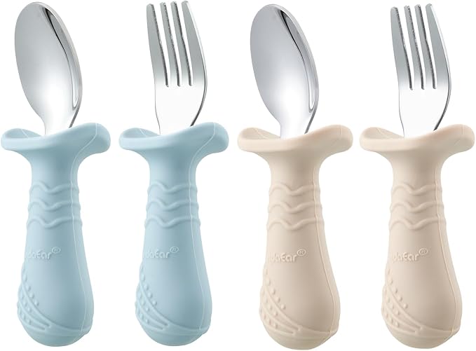 PandaEar Baby Toddler Fork and Spoon Utensil Set, 6 Pack Silicone Stainless - Image 8