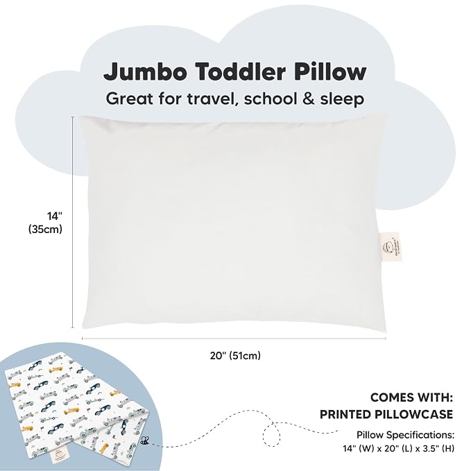KeaBabies Toddler Pillow with Pillowcase, Jumbo 14X20 - Image 3